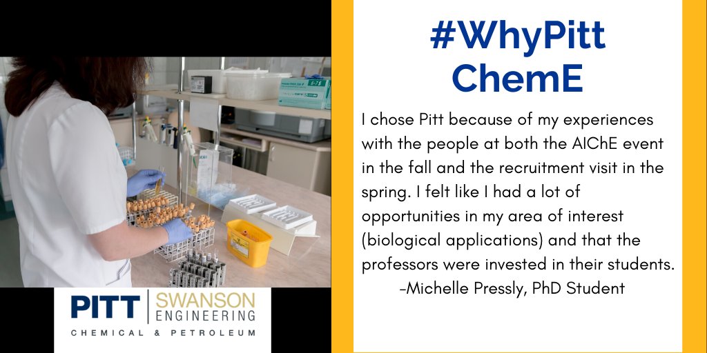 ChemePitt's tweet photo. Why #ChoosePittChemE? #itsgoodtobeChemE https://t.co/Mn0HYqWnYT