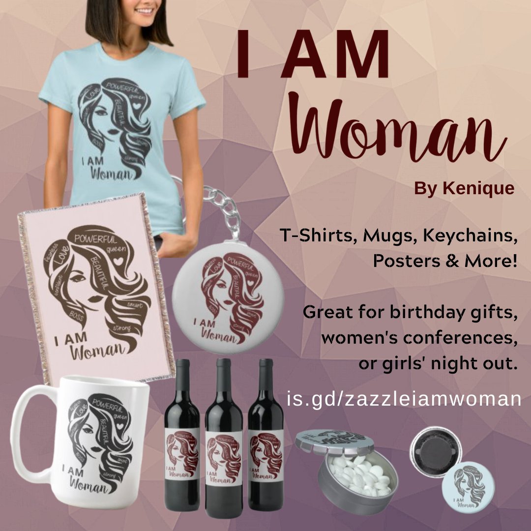 I Am Woman Collection by Kenique. bitly.com/2OEfqdB #iamwoman #bykenique #mccallacoulture #feminism #inspirationforwomen #motivationforwomen #girlpower #womensday #womensconference #conferenceforwomen #zazzlemade #bacheloretteparty #bridalparty #girlsnightout