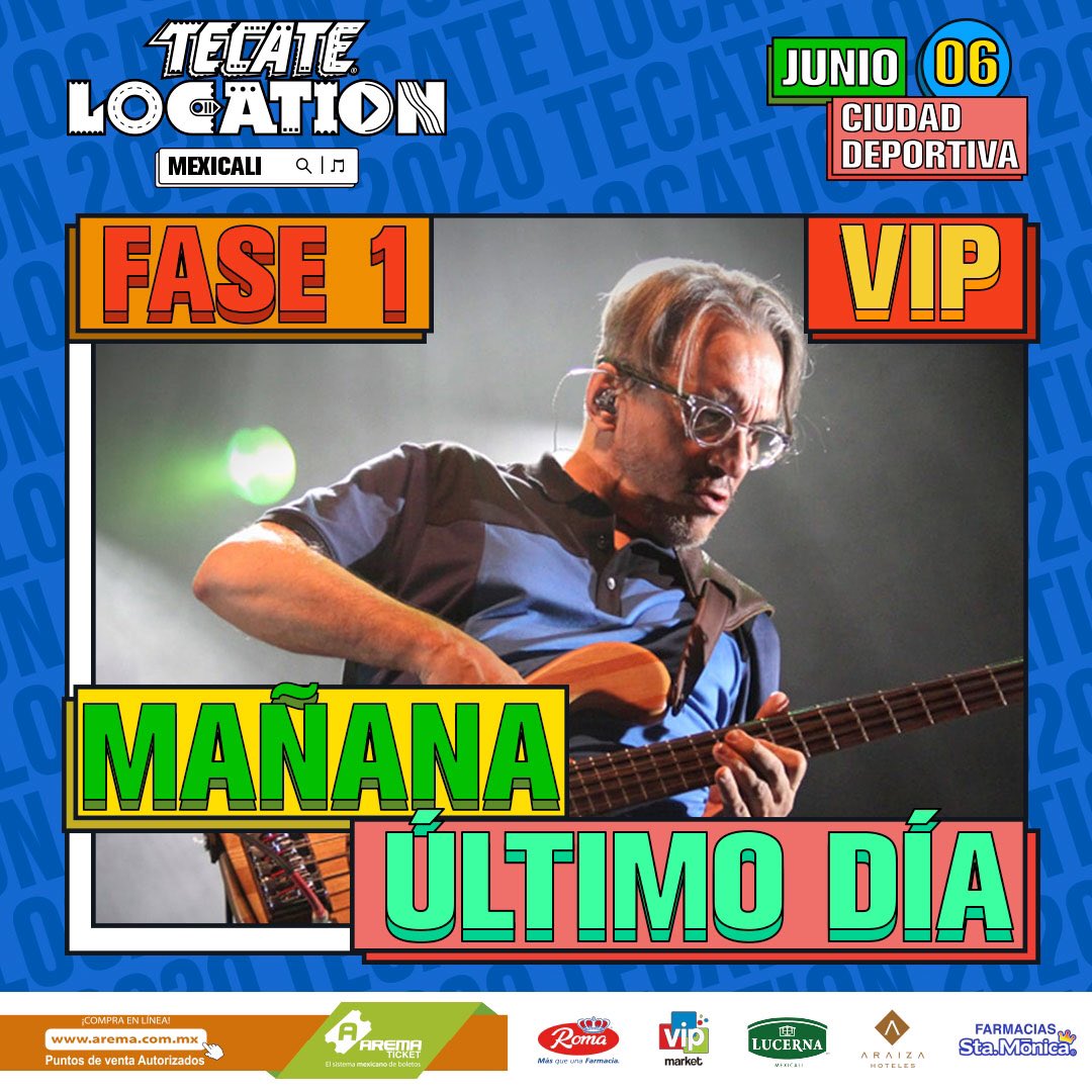 tlmexicali's tweet photo. ¡Atención, Mexicali! 👀 Mañana será el último día para adquirir los boletos VIP en fase 1. 😱

Disponibles en 🎟 Arema Ticket: https://t.co/eb7hAELJw6 y en sus puntos de venta. https://t.co/1OES0cpFL5