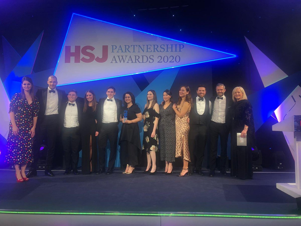 For their cohesive and engaging approach <a href="/HunterHealthUK/">Hunter Healthcare</a> wins the Recruitment Services Provider of the Year. Massive congrats, guys! #HSJPartnershipAwards