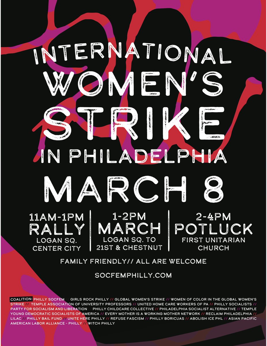 Join us on Sunday March 8 in Philly - Feminism for the 99% - Solidarity not Separation <a href="/phillysocialist/">Philly Socialists ✪</a> <a href="/SocialistAltPHL/">Philadelphia Socialist Alternative</a> <a href="/reclaimphila/">Reclaim Philadelphia</a> <a href="/pslweb/">Follow PSL at @pslnational</a> <a href="/TempleYDSA/">Temple YDSA 🌹</a> @globalwomenstrike <a href="/LILACPhilly/">LILAC Philly</a> <a href="/ApalaPhilly/">APALA Philly</a> <a href="/refusefascismPH/">Refuse Fascism Philly</a> <a href="/phillybailfund/">Philadelphia Bail Fund</a> 
facebook.com/events/1888429…