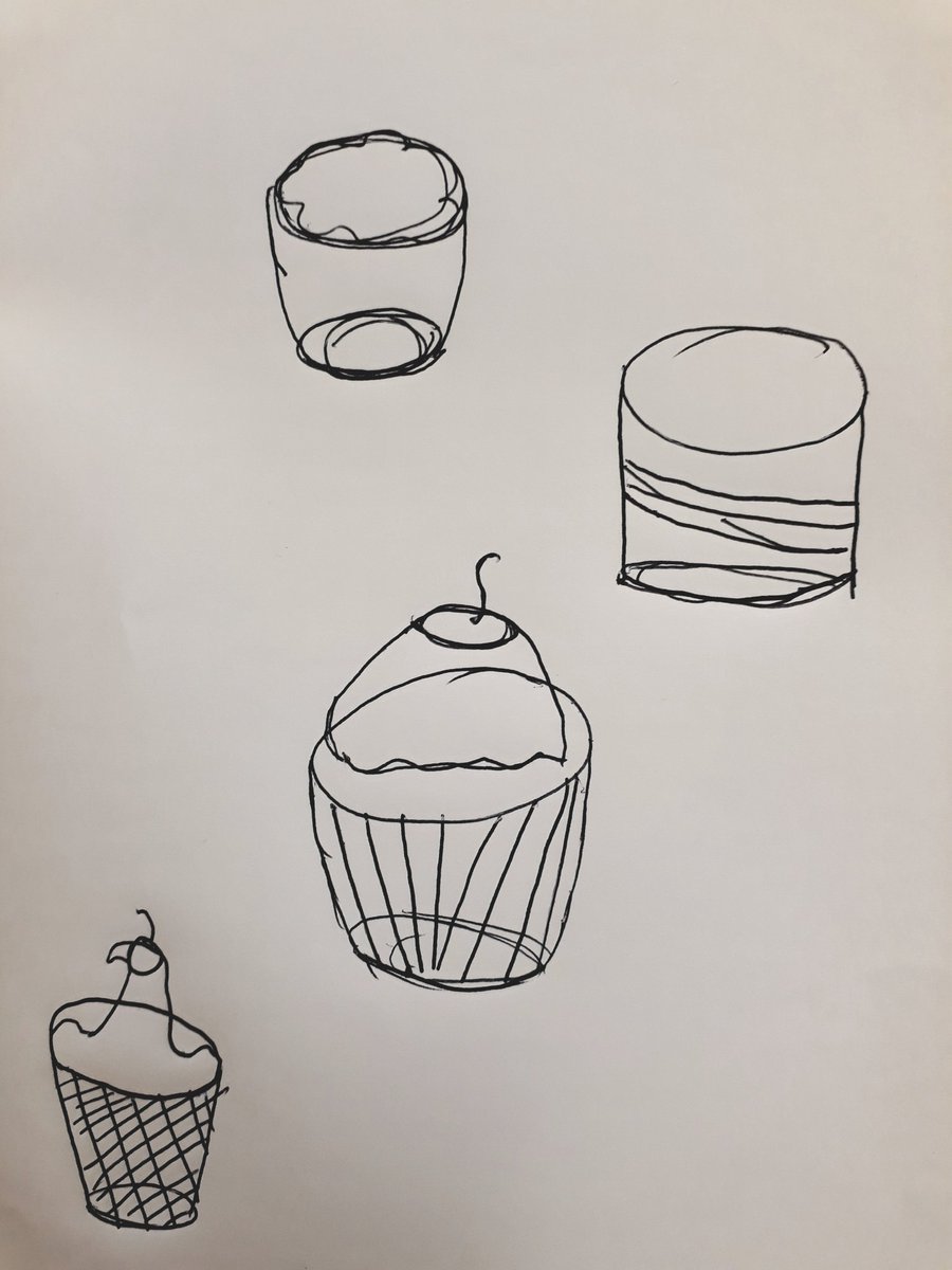 JulieBegen's tweet photo. Drawing cakes and exploring ellipses with Yr3 today. Simple #drawings but really good #learning, we made a special #sketchbook for them. https://t.co/30TkEb17Bw