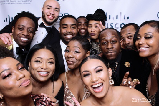 A group photo from Cisco's Connected Black Professionals 4th annual Black History Month gala.