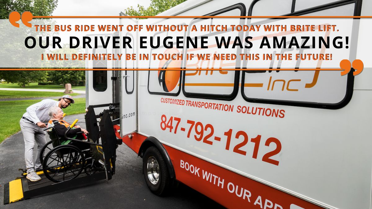 BriteLift's tweet image. Another INCREDIBLE review from one of our lovely customers! 🧡 
If you would like to book a ride with one of our amazing drivers (like Eugene!), give us a call on 847-792-1212 ☎️ 

#britelift #advancedbooking #ondemandbooking #wheelchairaccessible