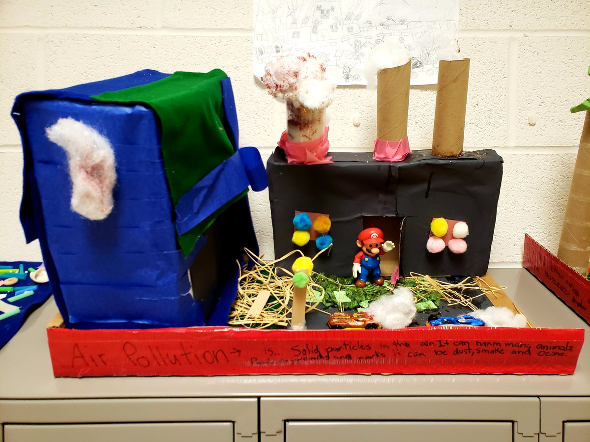 BaesMrs's tweet photo. Our final pollution projects! The kiddos did an amazing job. I couldn't be more proud 😍 #BAES #FalconPride #PASmartGrant #SouthFayette #MattsMakerSpace @Principal_BAES https://t.co/sBgIpztC7E