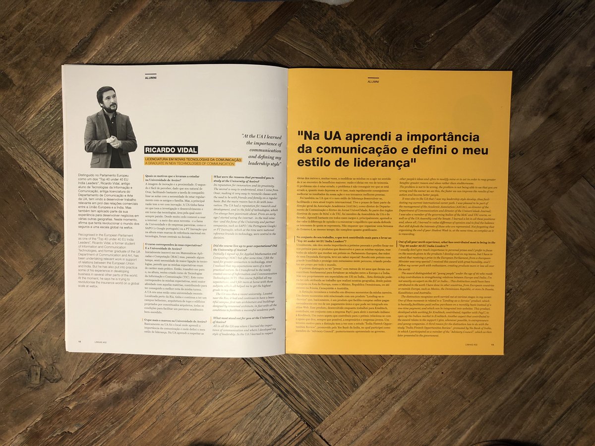 Sharing the #love with the <a href="/UnivAveiro/">Universidade Aveiro</a> for the recognition of my work, and to all the good people that I met there and have the pleasure of calling friends after all these years!

You can read the full interview under:
lnkd.in/d9xCVG9