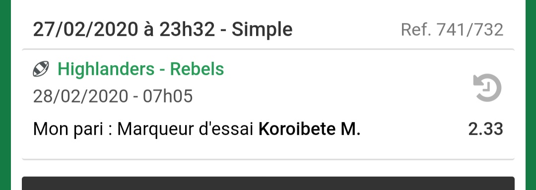 Rien à vous proposé pour demain matin trop d'incertitude, turnover côté Lions malgré que je pense qu'ils soient capable de win et côté Highlander trop faible cote, et défense catastrophique depuis début de saison il faut bien que ça change.

#SuperRugby25years