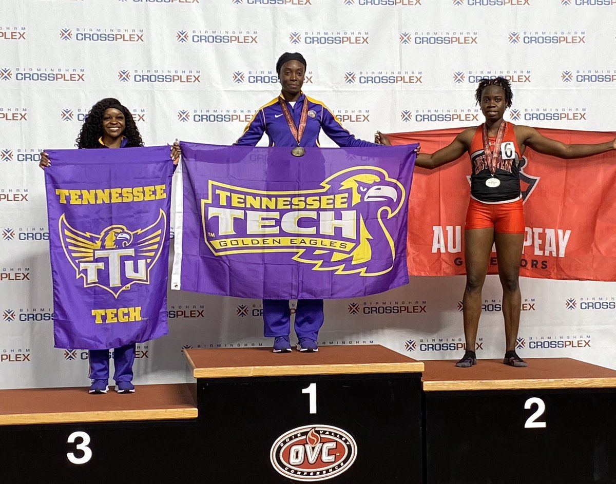 TNTech_XC_TF's tweet photo. Ladies 60m podium with Lisa on top and Ceirra 3rd! https://t.co/FVgV1AZ3J5