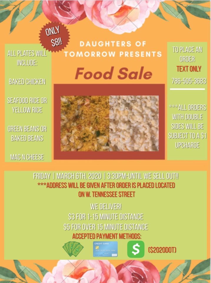 yattaa_d's tweet image. Don’t feel like cooking 🧑‍🍳👨‍🍳? Still hungry? Well you’re in luck!Daughters of Tomorrow ✨will be having our first food sale 🍽. Enjoy a home-cooked meal of good eats and support our organization on March 6th, 2020 starting at 3:30pm. Text 786-505-3683 to place your order.