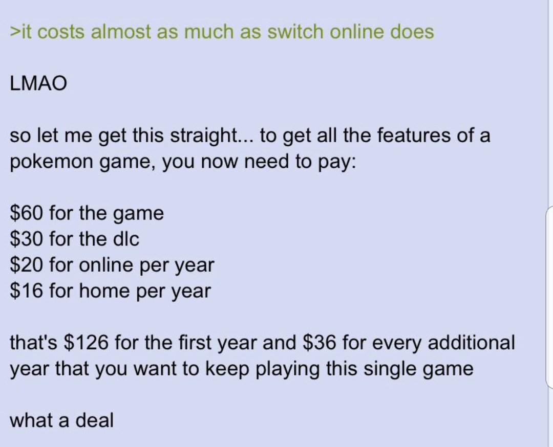 anonymousimd's tweet photo. @Pokemon If it aint about the 200+ pokemon still unplayable in $100+ game, I don't want to hear it

#BringBackAllPokemon https://t.co/LYAvs3rXp8