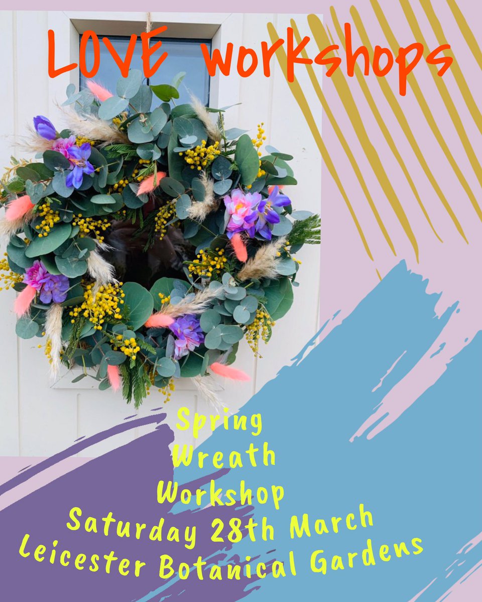 Very excited about this fab Spring Wreath workshop @uniofleicester Botanical Gardens, be great to relax and enjoy a morning of being creative 🌿😊☕️💕 #floristrtworkshop #wreathmaking #craftworkshop #leicester 
Booking is available shop.le.ac.uk/short-courses/…