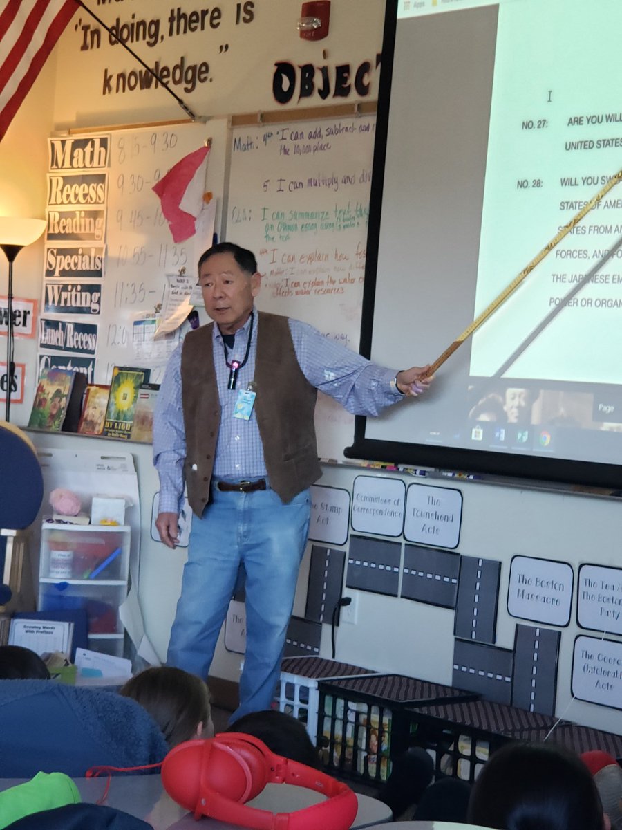 JamminJoneses's tweet photo. The Jammin Joneses have read Historical Fiction about the discrimination Japanese Americans faced during WWll. Ret. Col. Gary Sakuma came and spoke about his personal experiences growing up in one.  POWERFUL. We are building bridges so this will not happen again.#QuatamaSTEAM https://t.co/UPOsCsTNuB