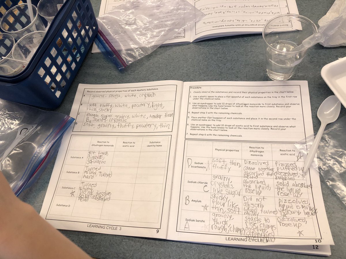 retired_deb's tweet photo. Investigating physical properties and chemical reactions to identify mystery substances #prettyboyes @NicoleKNorris @BCPSSci https://t.co/9K2VjmyCMO