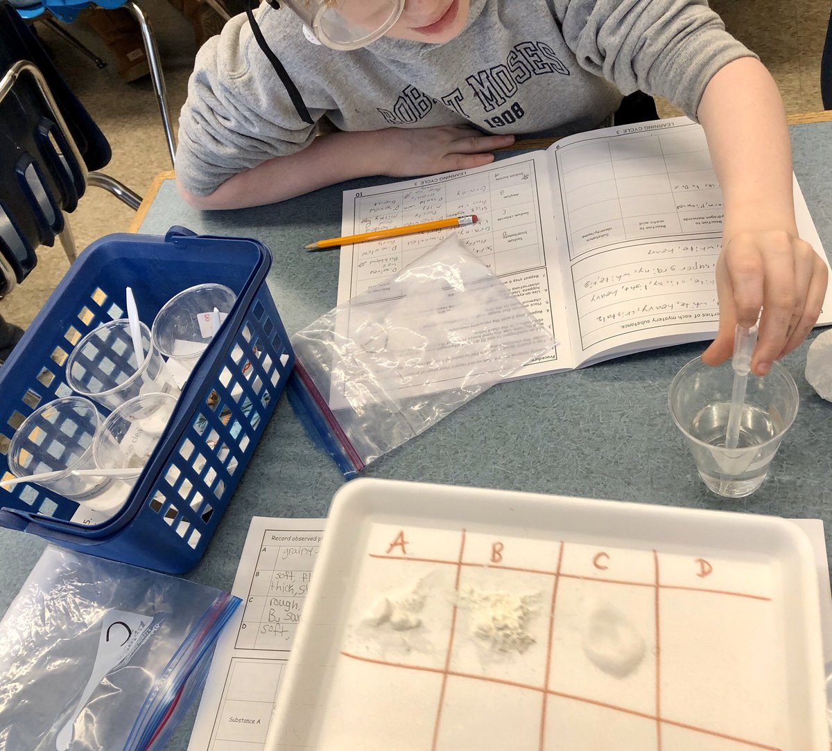 retired_deb's tweet photo. Investigating physical properties and chemical reactions to identify mystery substances #prettyboyes @NicoleKNorris @BCPSSci https://t.co/9K2VjmyCMO