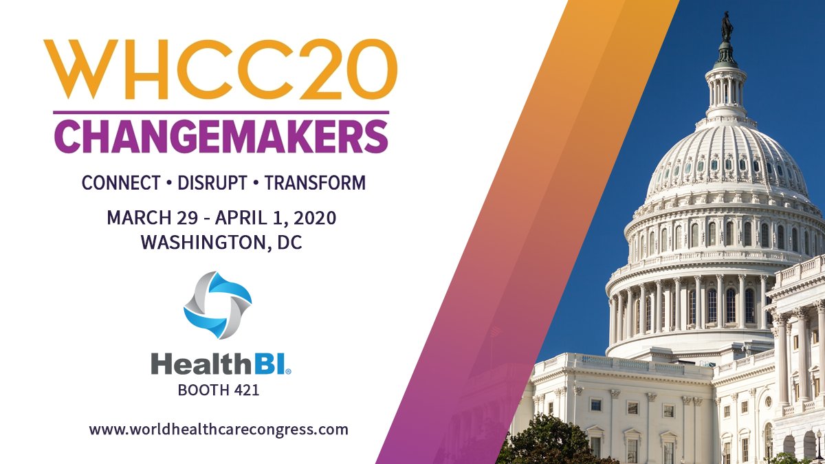 HealthBI_Social's tweet photo. Headed to the World Health Care Congress and have a stake in primary care? HealthBI will be there at Booth 421 showcasing how we’ve transformed primary care practices for the value-based era. Stop by or schedule a meet and greet with our president Doug Duskin. #WHCC20 https://t.co/7w8y42nCrY