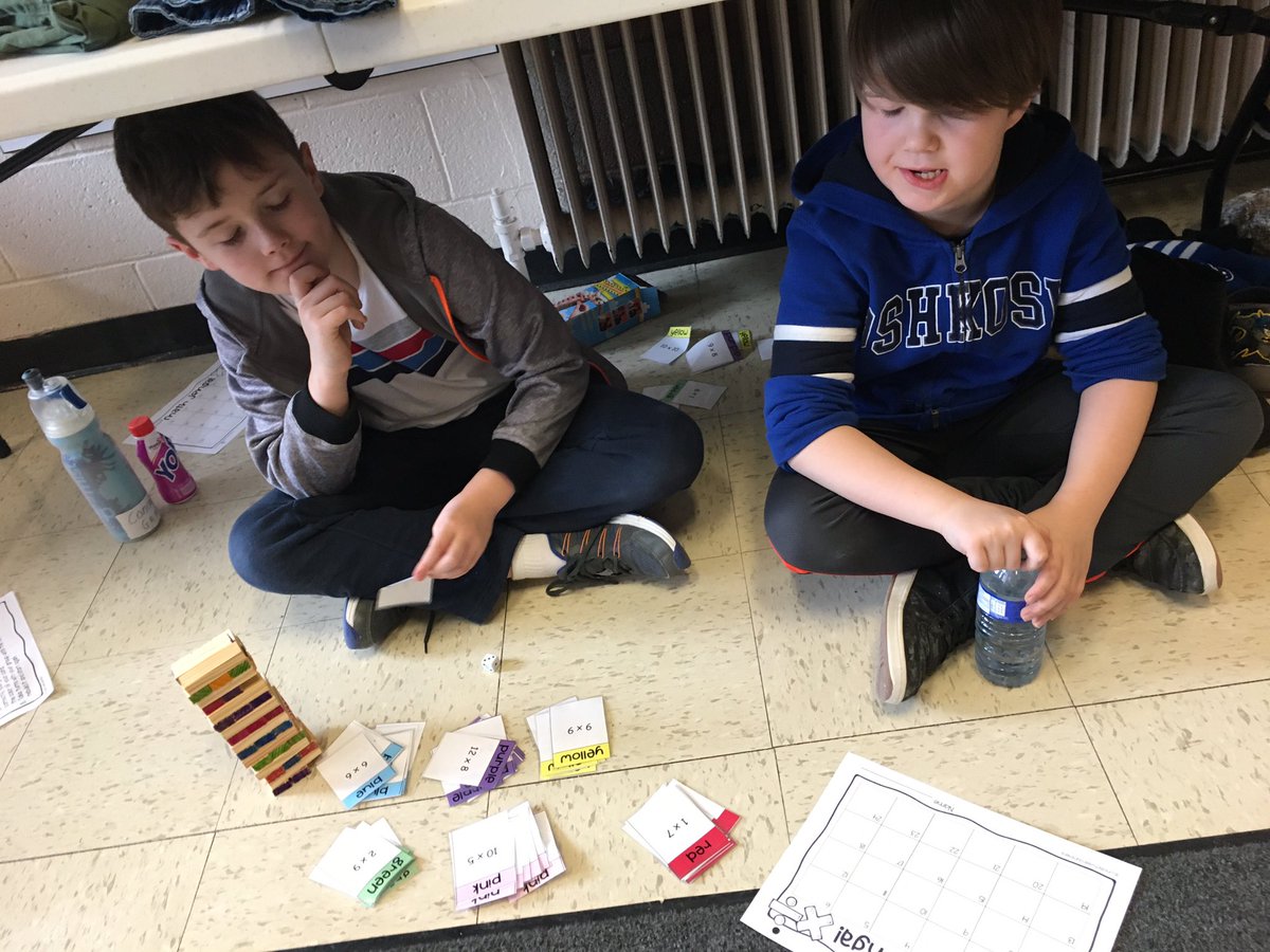Madame_Kennedy's tweet image. Having a ball playing multiplication jenga today! Who says that school can’t be fun and educational?! 🎲♟➕➖➗✖️ @NLESDCA @stmaryselem @NLESDNT #multiplicationjenga #partnermath #mathgames