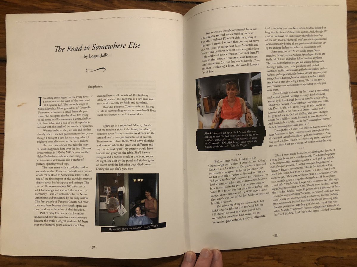 Omg, just remembered that in 2013 I used my first ever paid vacation vacation time to hitchhike a damn multi-state yard sale and write, take photos and make a video about it for a literary magazine that paid me exactly $0. I self-funded the trip, too.

Wtf was I thinking