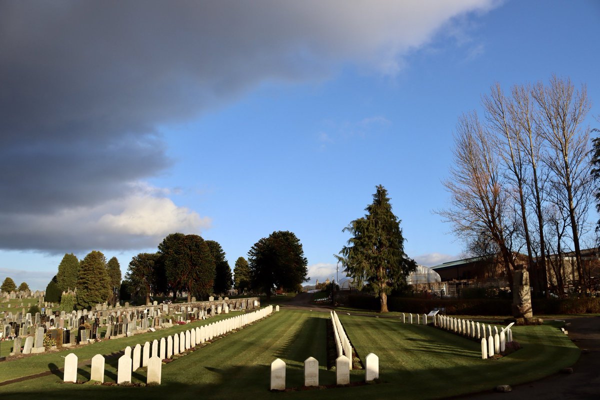 Lovely day in Perth, first cut of the year for the Polish War Graves ⁦<a href="/CWGC/">Commonwealth War Graves</a>⁩     One big cloud passing by ... #Scotland