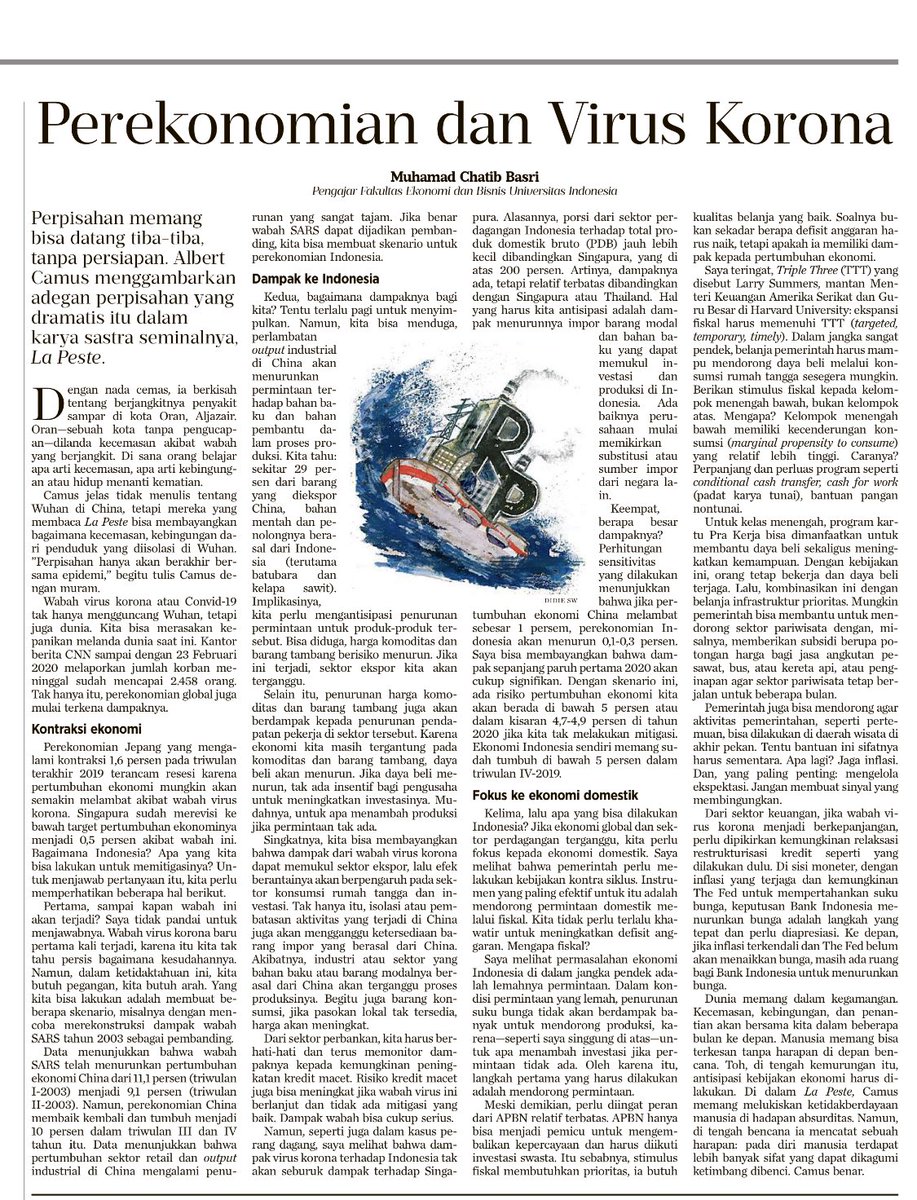 ChatibBasri's tweet photo. Berikut artikel saya di Kompas, 28 Februari 2020, “ Perekonomian dan Virus Korona” mudah2an berguna https://t.co/pnG4WBmojC https://t.co/OF9Q4IVg50