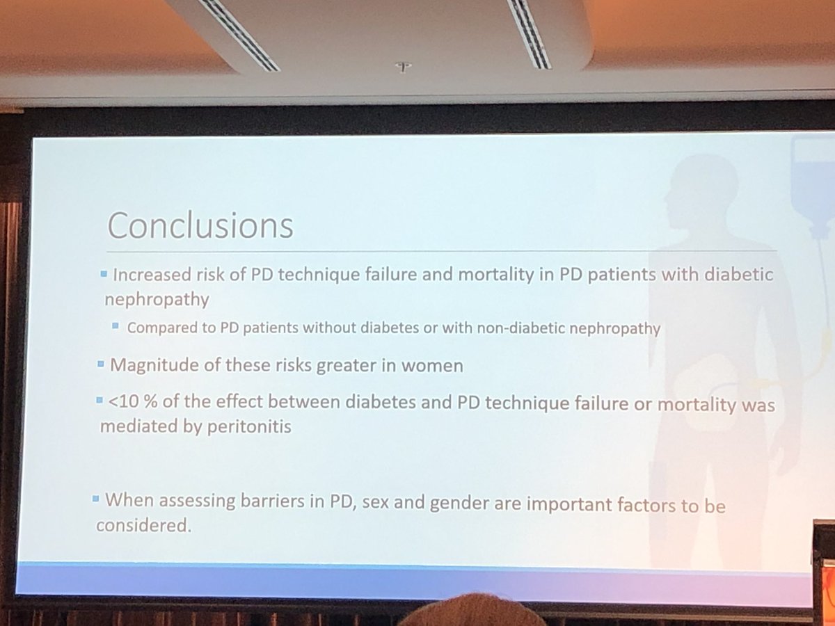 PD technique failure & mortality increased in those with diabetic nephropathy- more so in women @jennyhcchen #hdcconf20 @ANZSN @BEAT_CKD @ANZDATARegistry #homedialysis