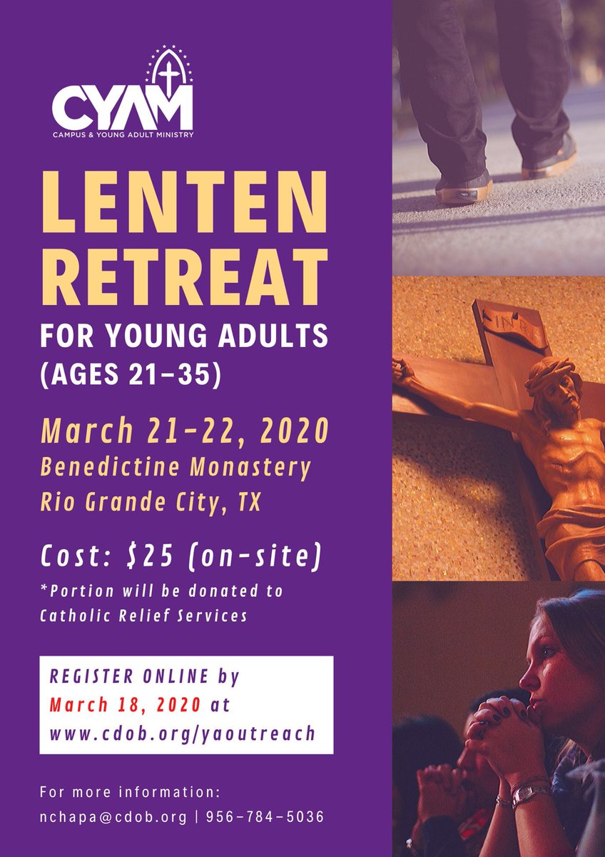 cdobcyam's tweet photo. We invite you to a mid-Lenten season overnight retreat at the Benedictine Monastery!

We hope you'll join us! #Lent2020

Register at the following link by March 18th: https://t.co/4YEEkt6NIa https://t.co/u2VfpGV9dw