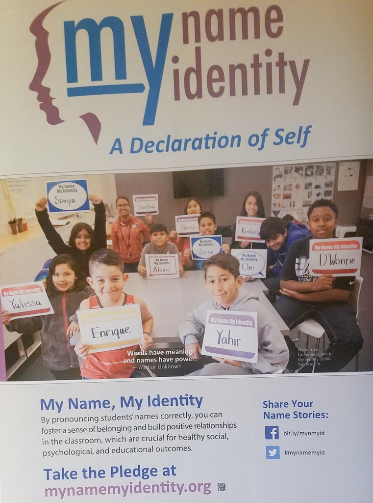 What's in a name? 
Names are a reflection of one’s culture, ethnicity, language and gender, and an expression of who we are and how we prefer to be called @SCCOE
Get ready to roll your R's 
Take the pledge! mynamemyidentity.org/campaign/pledge

#NABE2020 #mynamemyidentity