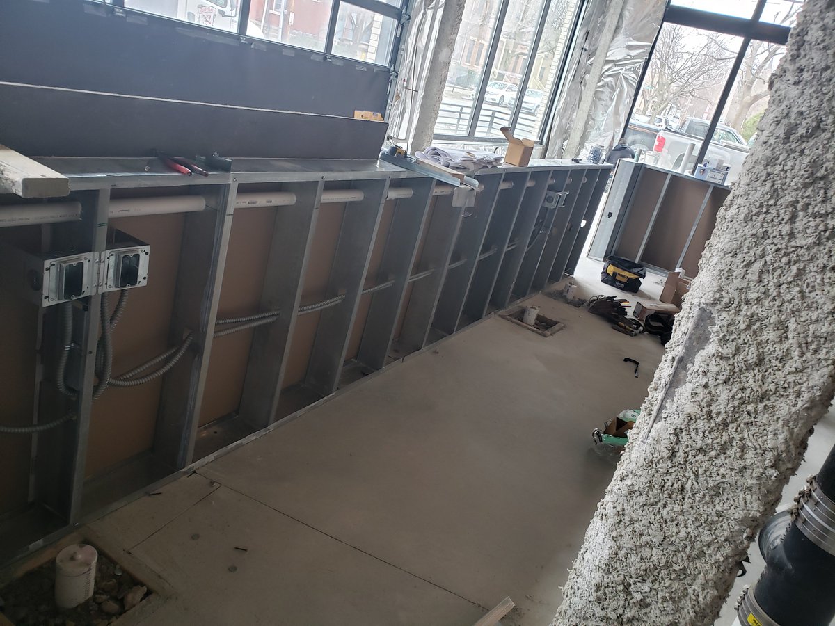 NewWaveElectric's tweet photo. Gala Park Restaurant &amp; Bar ready for electrical rough. https://t.co/4WyRF6XZhs