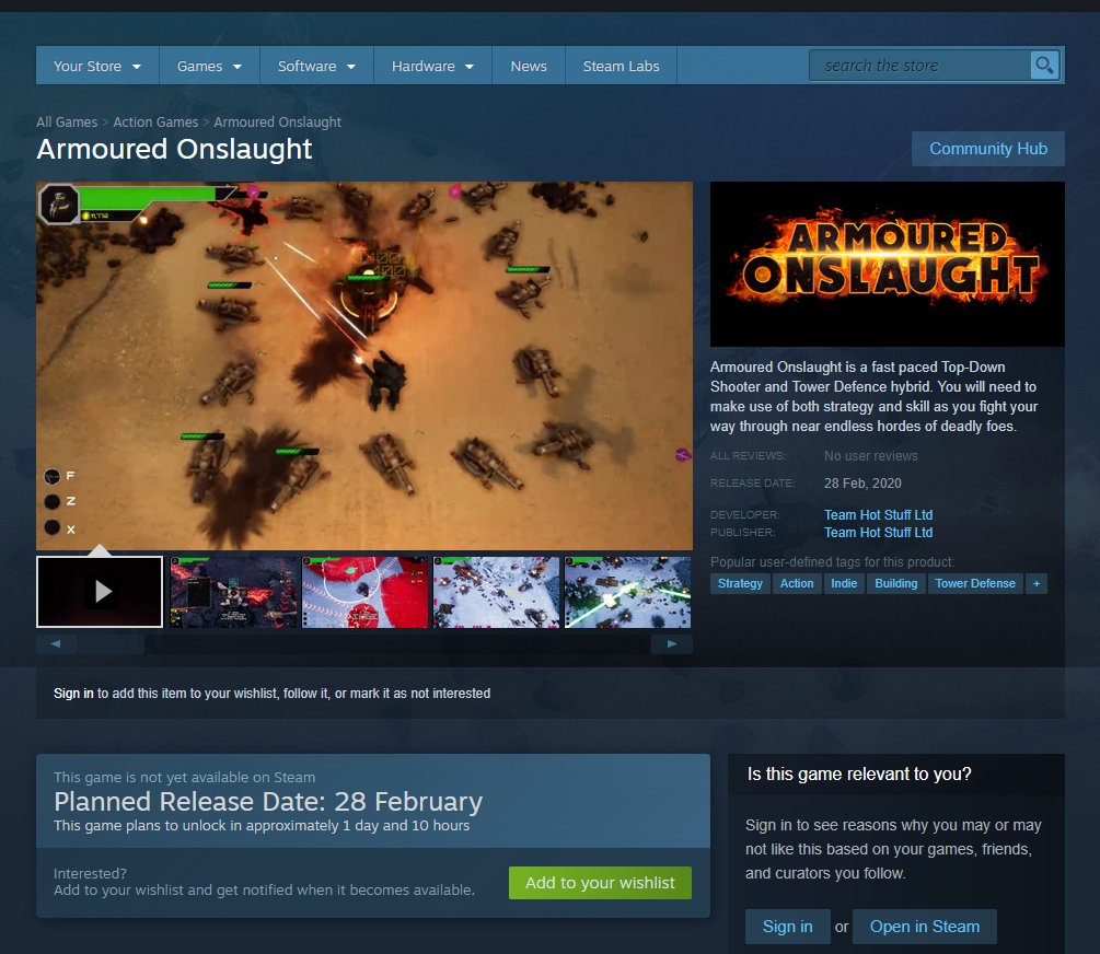 HotStuffGames's tweet photo. And #ArmouredOnslaught is finally live on #Steam!

Special 10% launch discount for the first week: https://t.co/dyEjA6EoJc

#gaming #indiegames #indiegame #gamedev #ue4 #unrealengine #unrealdev https://t.co/QgV0ZG4cNk