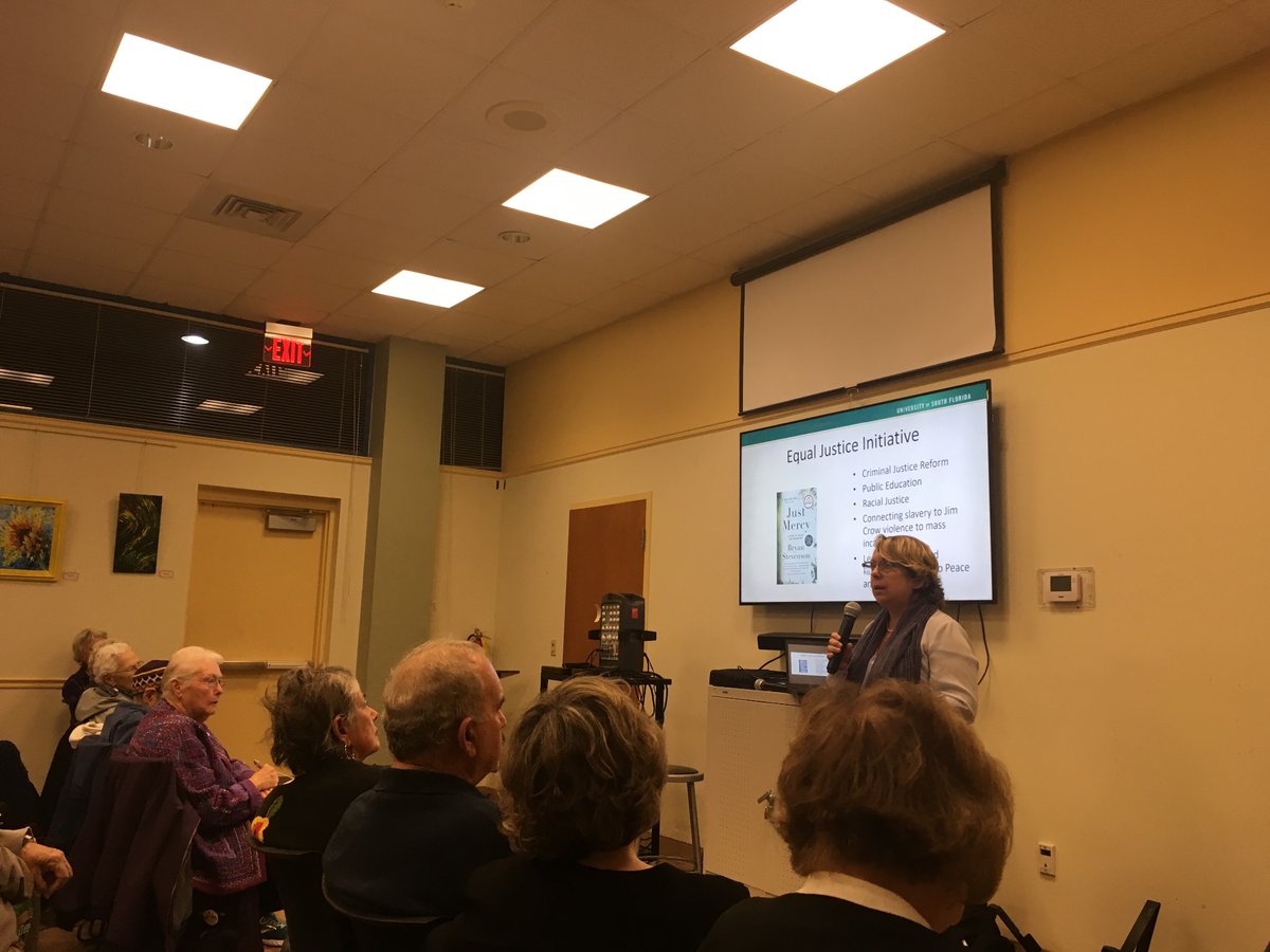 tbhallock's tweet photo. Julie Armstrong speaking to a packed room about local recovery of 1914 @StPeteFL  lynching. @PinellasRem 
@civilrights_lit @CityofGulfport https://t.co/KIFr9kd9bu