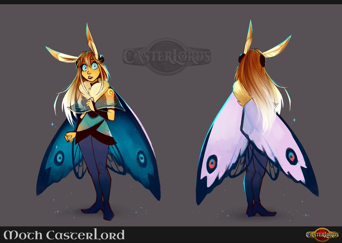 meekcheep's tweet photo. One of the main characters I designed for @CasterLords! She's a moth warlock designed around the idea of weaving stardust ✨

#indiegame #characterdesign https://t.co/ZbfcxO8btg