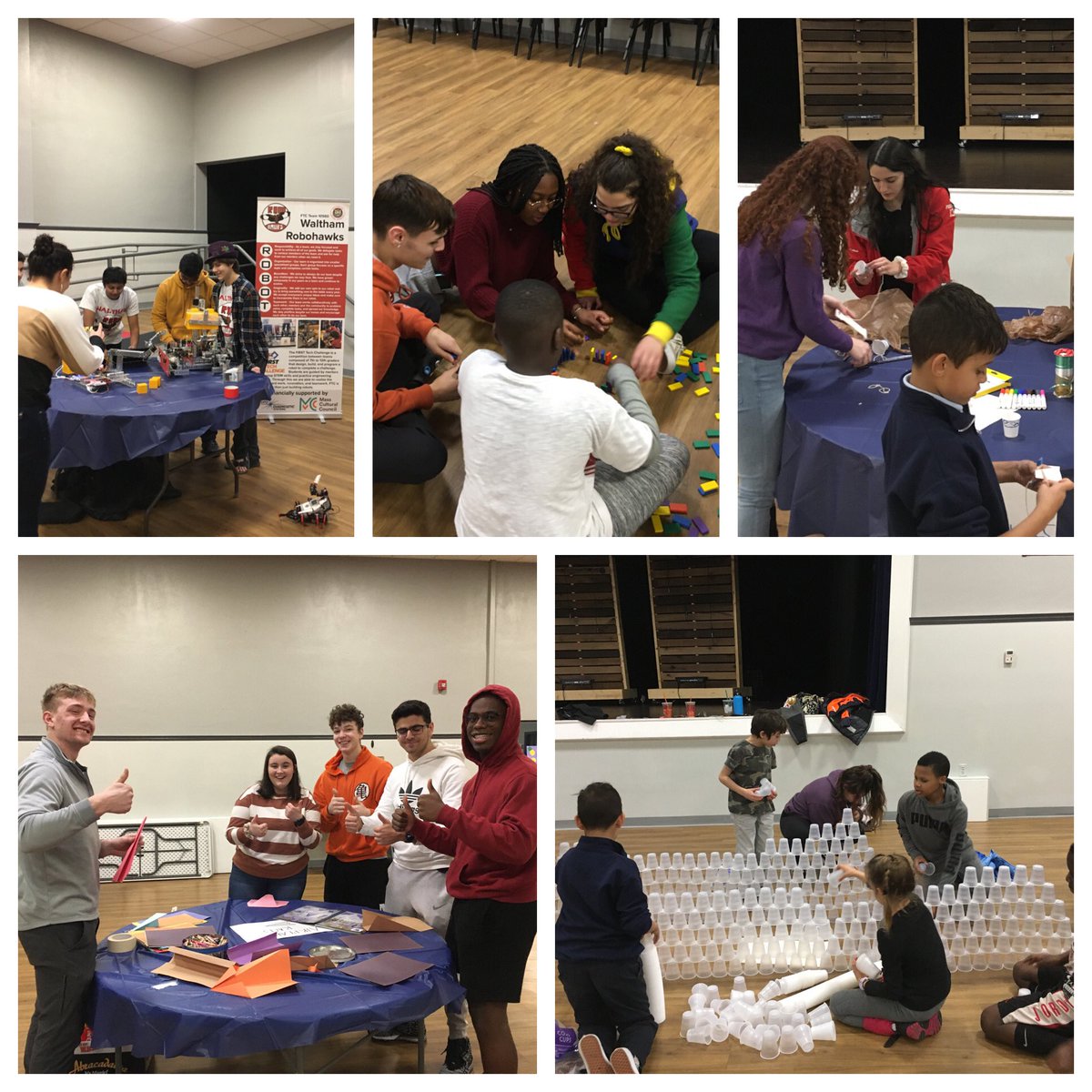 Twenty <a href="/WalthamHS/">Waltham High School</a> students helped to run a science demo fair at the <a href="/Walthambgc/">Waltham Boys & Girls Club</a>   
Parachutes, catapults, paper airplanes, robotics and more!  
Thank you to everyone that came- you made lots of kids happy tonight.