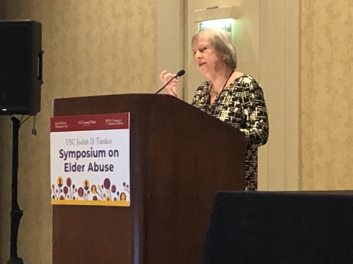 Georgia Anetzberger sharing her insights from 40 years of research at the USC Judith D. Tamkin Symposium on Elder Abuse #USCTamkin