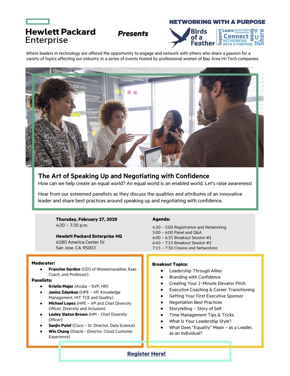 nwap_sv's tweet image. Looking forward to @nwap_sv ‘Networking With A Purpose - Silicon Valley’ event, being hosted by #HPE today. 160+ #WomenInTech from 12+ Bay Area companies coming together to discuss “Driving Equal Voice through the Art of Speaking Up and Negotiating with Confidence.” #nwap_sv