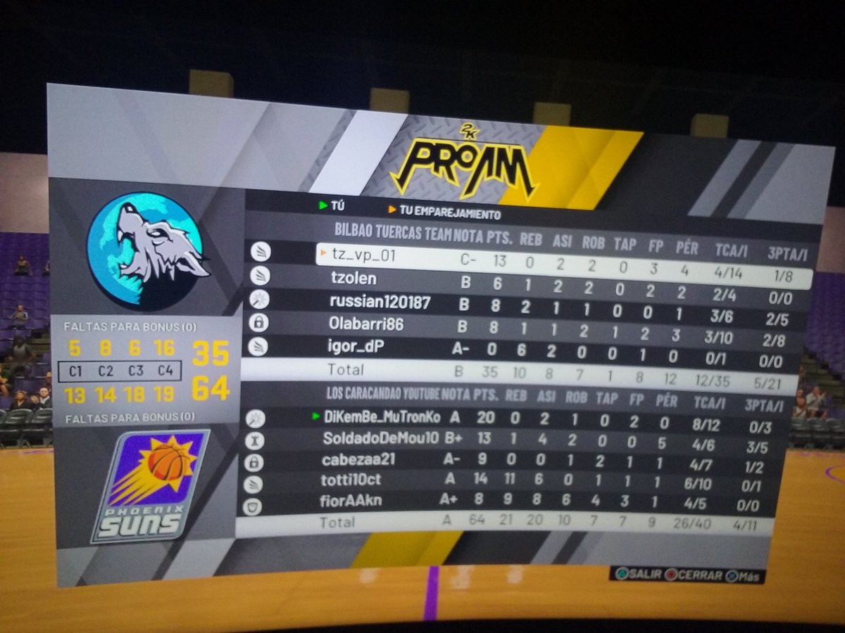 Partido de Copa <a href="/LEPA_Oficial/">Liga Española ProAm</a> Vs. <a href="/BTT2K/">Bilbao Tuercas Team</a> buenos partidos y suerte para próximos juegos.

GAME 1 <a href="/LosCaracandao2k/">diegoheisenberg</a> 84 - 46 <a href="/BTT2K/">Bilbao Tuercas Team</a> ✅

GAME 2 @ <a href="/BTT2K/">Bilbao Tuercas Team</a> 35 -64 <a href="/LosCaracandao2k/">diegoheisenberg</a> ✅