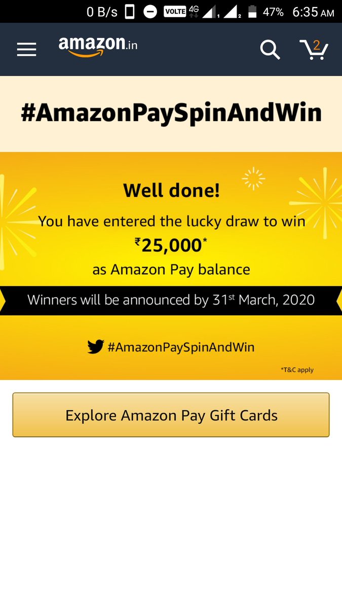 VinothKer's tweet photo. #amazonpayspinandwin https://t.co/0FpHhrxZ9C
