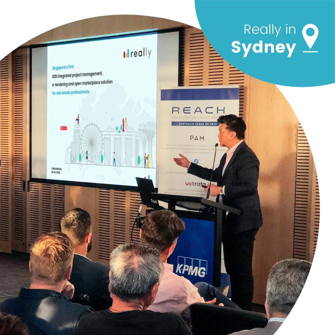 really_sg's tweet photo. Excited to be back in Sydney, alongside our REACH cohorts. Honoured to be representing #Reallysg in events and sessions with #kpmgaustralia, #MacquarieBank, Proptech Association Australia, and parallel #realestate experts. https://t.co/m1tlTivtnm