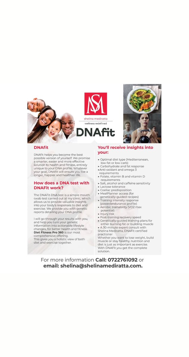 shelinamedi's tweet photo. One test. A lifetime of change. #shelinamediratta #dnafit call 0722761092 for more info. https://t.co/hW5xHl10q4