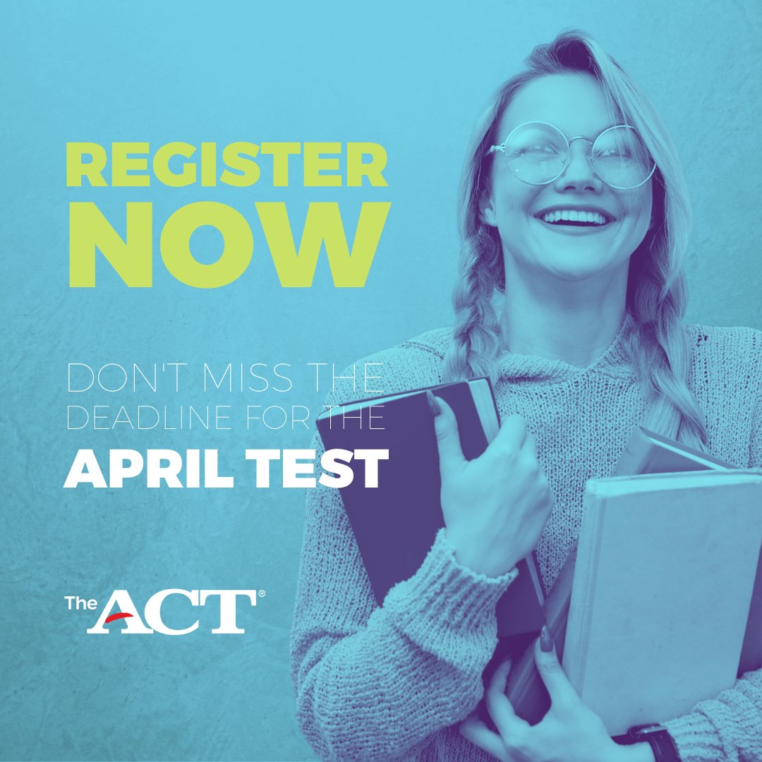 TOMORROW is the registration deadline for the April ACT! 📝 

Register now: bit.ly/2UonOS7