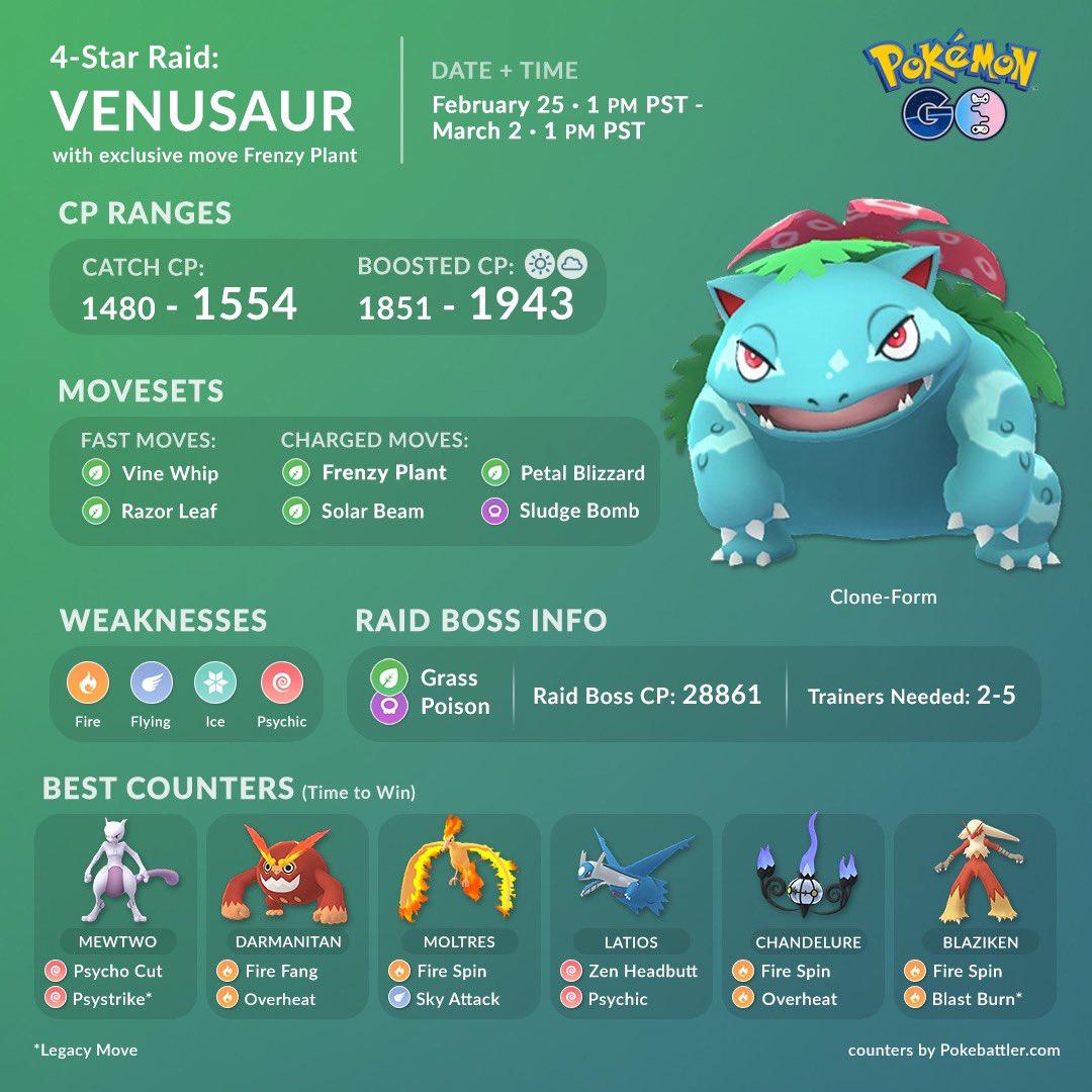 pokemon go venusaur raid