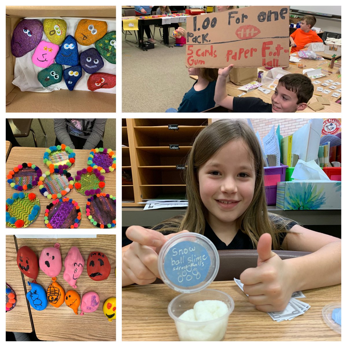 kierclass's tweet image. Another successful Economics Market in the books! We have been studying consumers, producers, budgets, and taxes. Yesterday our class sold kid- created items to each other and put these terms into action. #3rdatbis #ithinkbhawk #exonomics