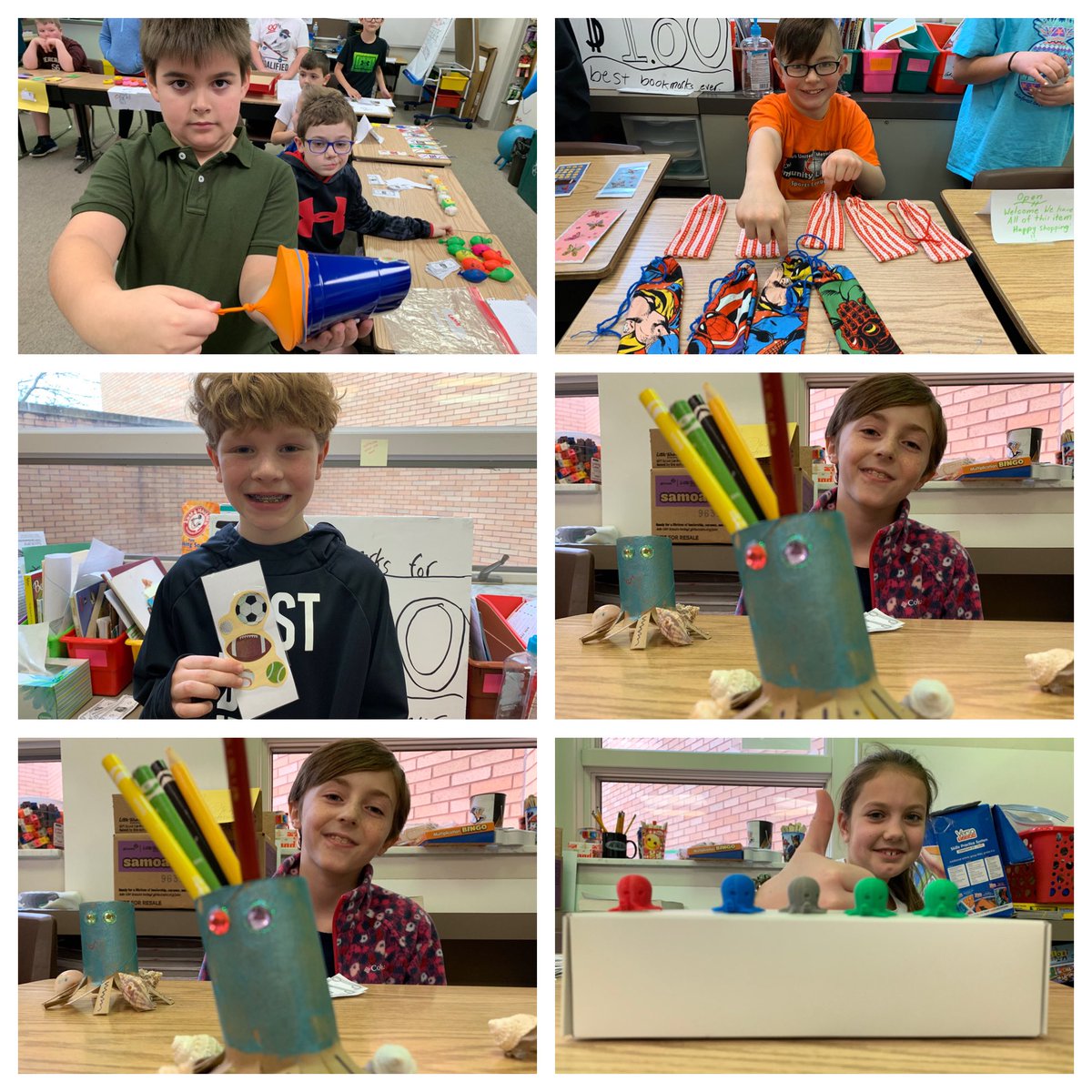 kierclass's tweet image. Another successful Economics Market in the books! We have been studying consumers, producers, budgets, and taxes. Yesterday our class sold kid- created items to each other and put these terms into action. #3rdatbis #ithinkbhawk #exonomics