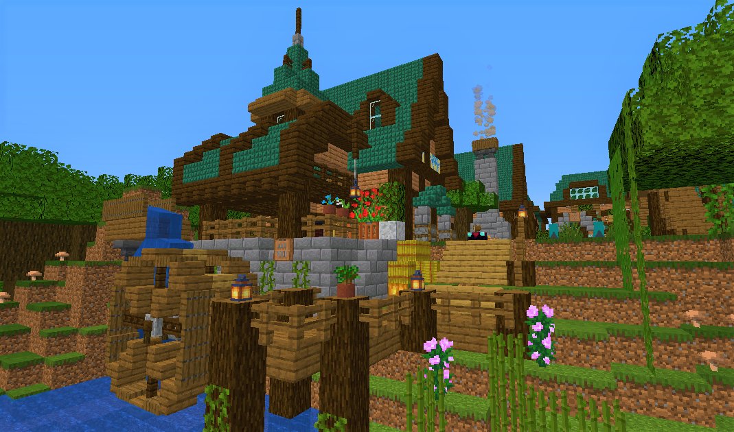 ちょい健康志向 ヨウ Sur Twitter マインクラフト バニラ クリエ Ver 1 14 かねてより造りたかった水車小屋的なのを造りました Minecraft Minecraft建築コミュ マイクラ建築 洋風建築