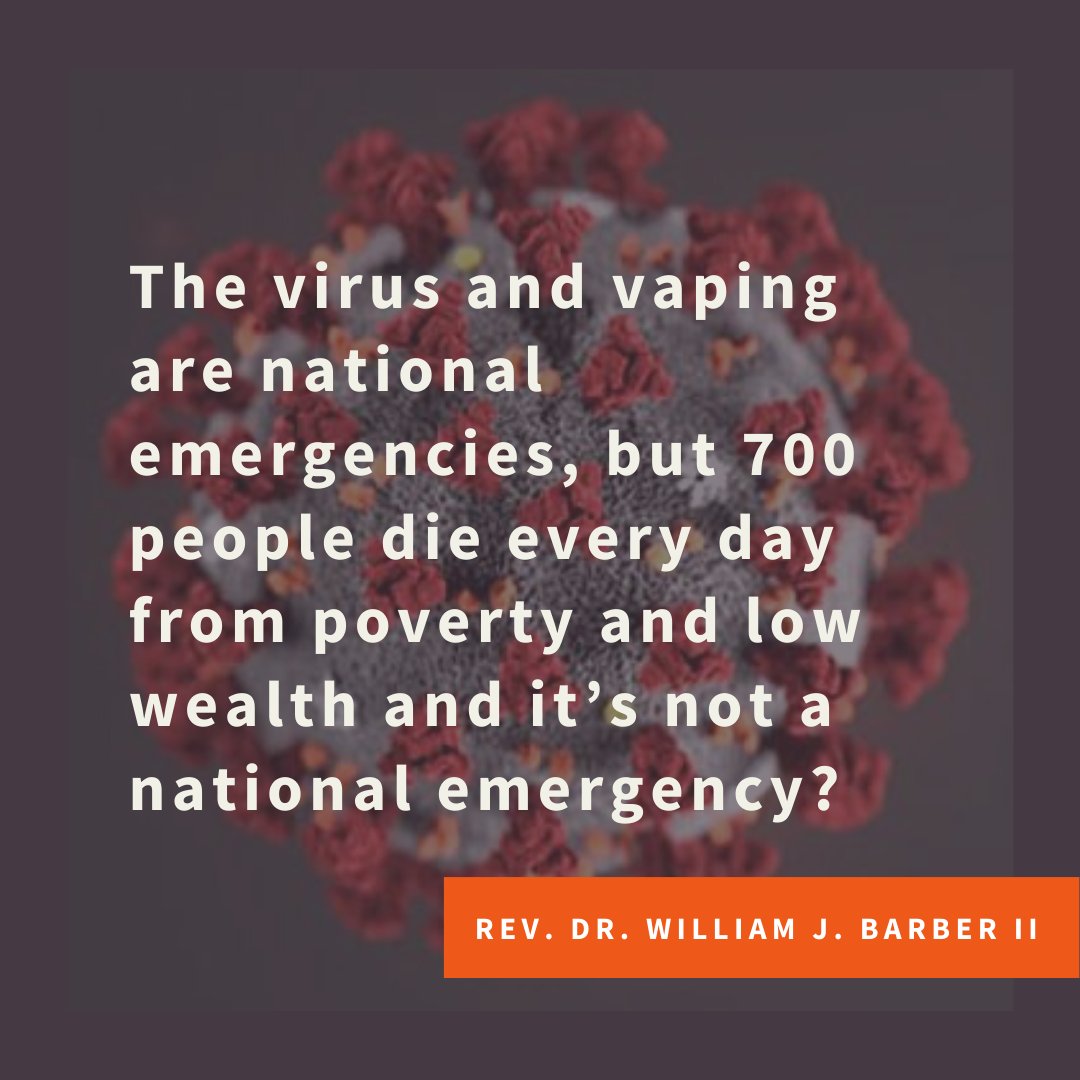 RevDrBarber's tweet photo. The coronavirus and vaping are national emergencies, but 700 people die every day from poverty and low wealth and it's not a national emergency?
#COVID19US #COVID2019 #COVIDใผ19 #COVID19 https://t.co/A2zrbn6RdN