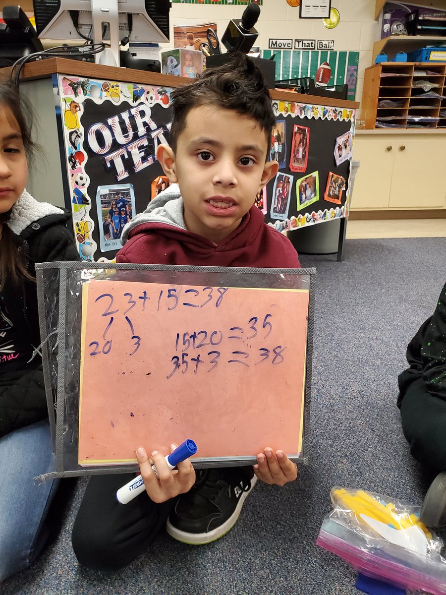GoldsbyTeam's tweet photo. Today we used different strategies to solve two digit addition! #firstgraderocks #Why305 #EngageNewYork https://t.co/j9IrthgTV5