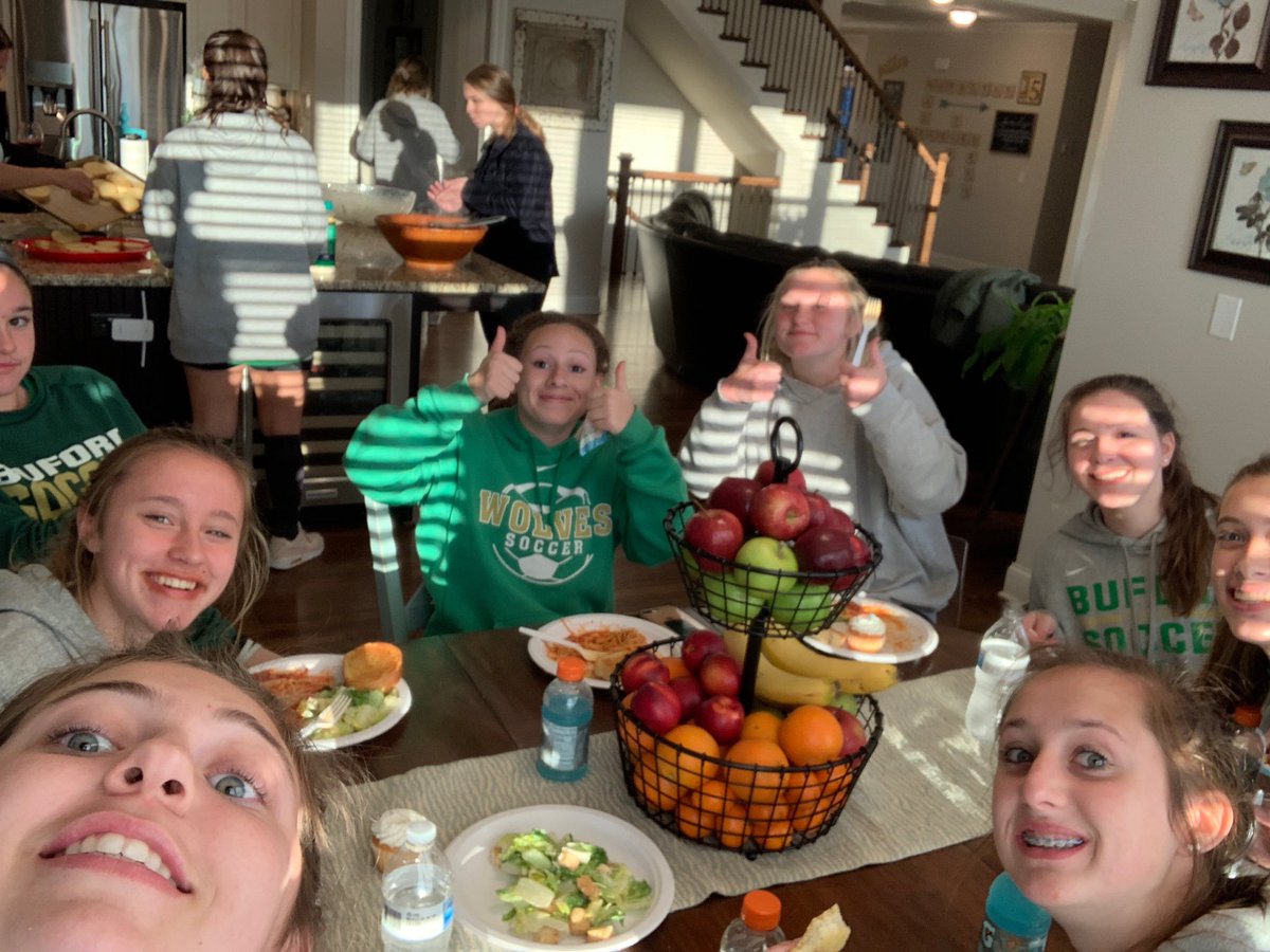 BLadyWolves's tweet image. From school to practice to supporting the middle school team to pasta dinner together these lady wolves had a busy day! Loved watching our middle school girls on the field today! #futurewolves #pregamepastaparty #wolvesonthehunt ⚽️🐺💚