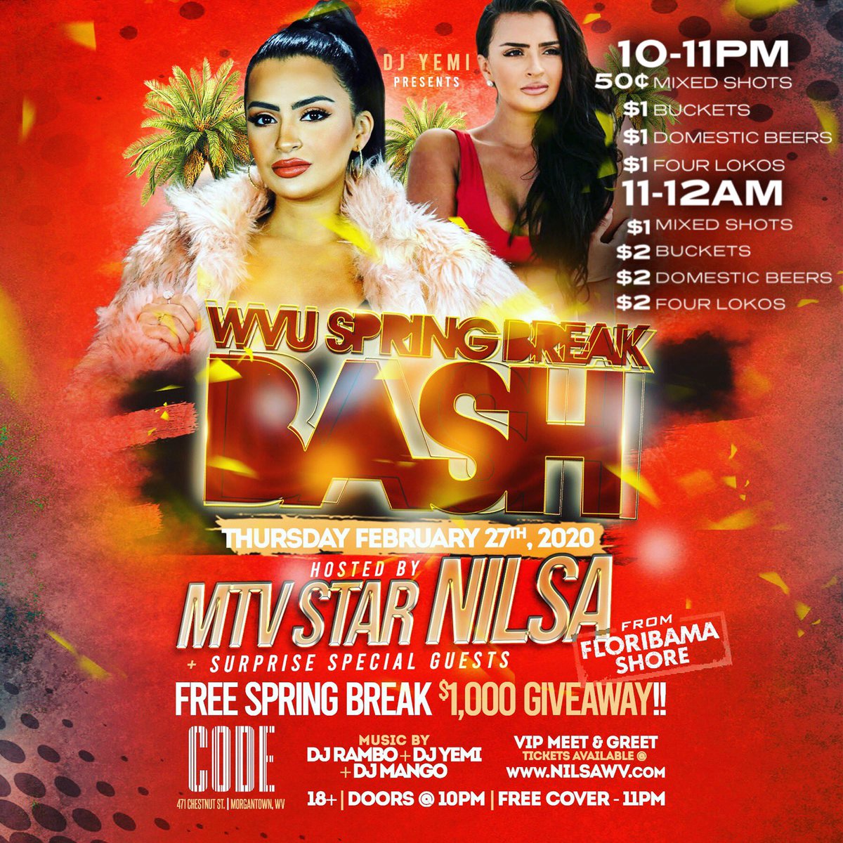 Hey come grab some slices down at <a href="/Code__WV/">Code Bar & Lounge</a> tonight! Maybe you will meet this girl from MTV?