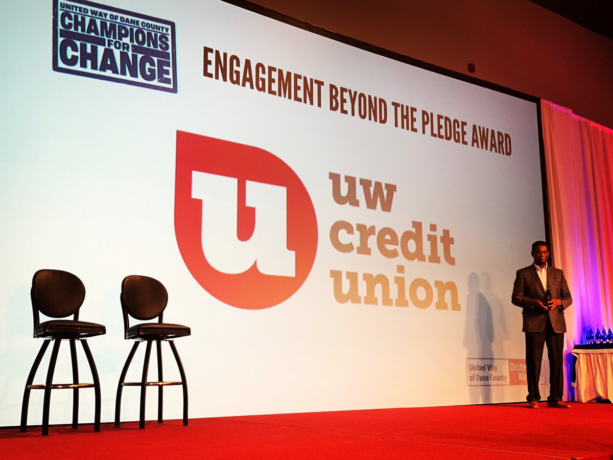 AngieGrogan's tweet photo. @UW_CreditUnion received the “Engagement Beyond the Pledge” Award this morning at the @unitedwaydaneco Champions for Change Awards. Couldn’t be more proud to work for this generous company! #iwork4uwcu https://t.co/CjuN4RynB6