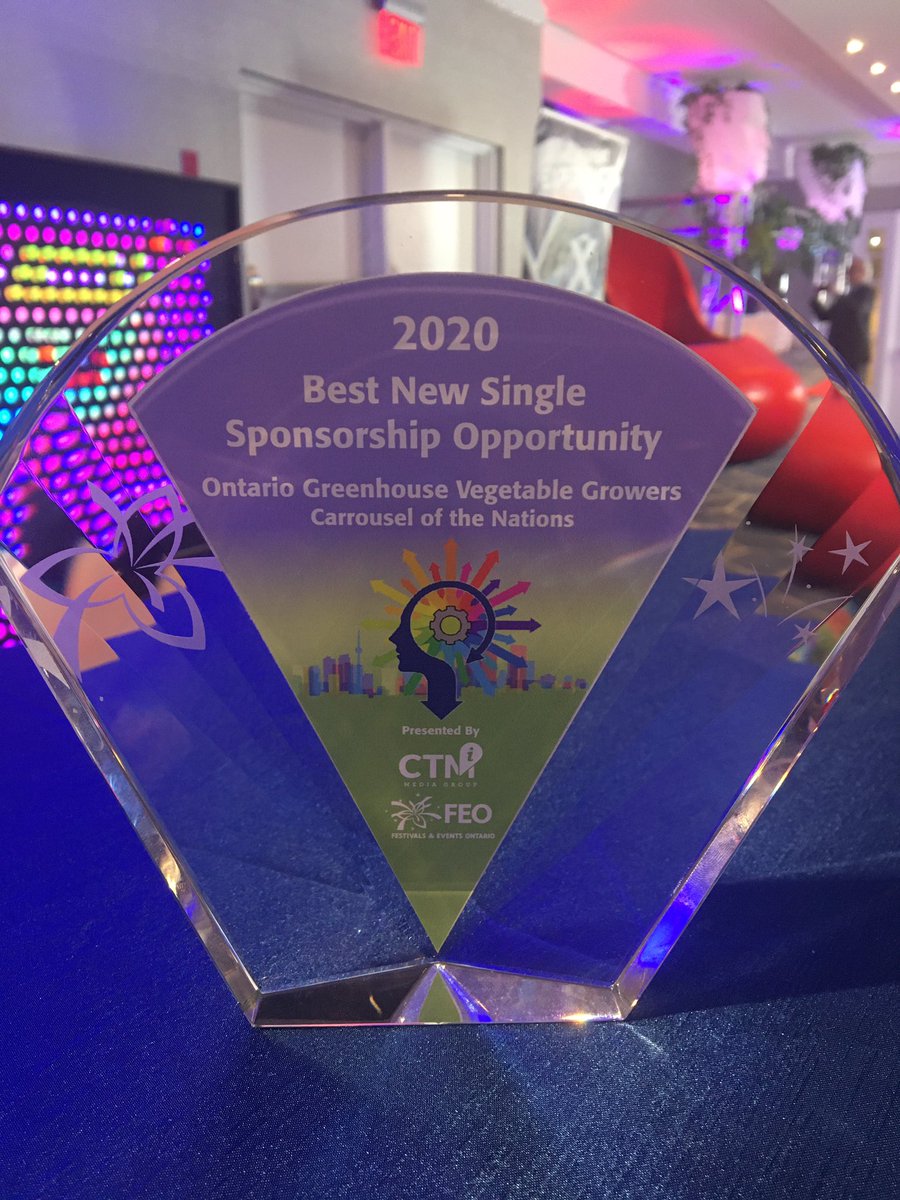 CarrouselMCC's tweet photo. Wow! The night gets even better. Carrousel &amp; @ONgreenhouseVeg are recognized with the Best New Single Sponsorship Opportunity Award. Thank you OGVG for supporting us and the World of Flavour campaign. #FEOCON2020  @OnThe42 @TWEPI @MultiCulturalCl @FEOntario https://t.co/otskYnery0
