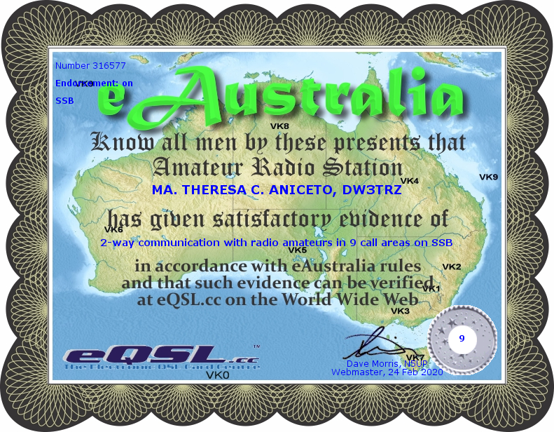 ThreezaDW3TRZ's tweet photo. I work SSB and A1A only... 9 Call Areas @ VKLand #PaperChaser #WallpaperHanger #Wallpaper #AUSTRALIA #eAUSTRALIA #eQSL #eAwards #eAUSTRALIAMixed #eAUSTRALIASSB #DXGoals #VK9CallAreas #DXingIsLife #HamRadio #MabuhayDX #MabuhayDXstitch #DXChaser #DXPhilippines #AmateurRadio #DX https://t.co/BW7vinJuoc