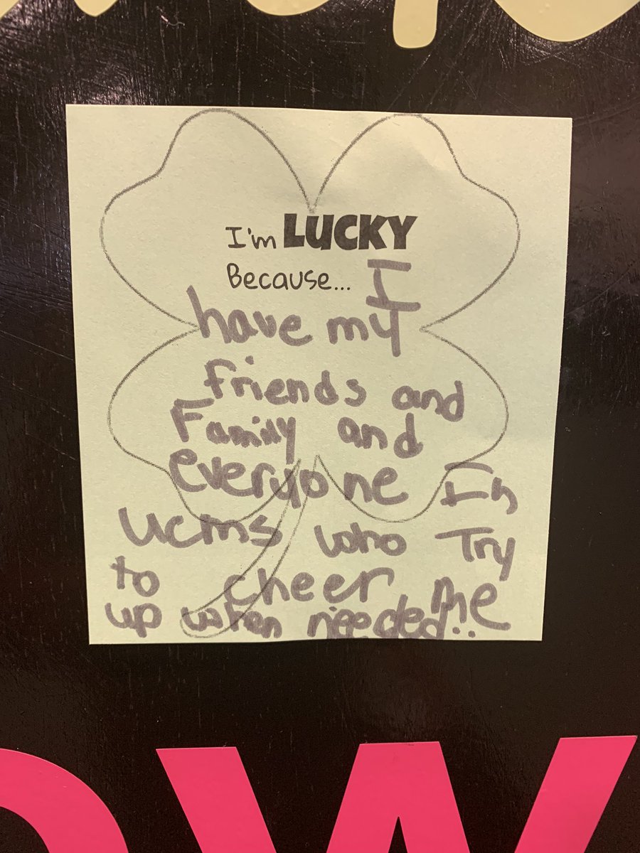 kmcdaniel_lib's tweet image. I’m asking kids to think about one thing that makes them feel lucky..some of the responses I’ve received so far are so positive and sweet! #kylchat #passiveprogramming #Libraries